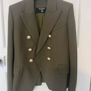 Balmain Khaki Blazer with Gold Buttons